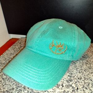 Rocky Mountain Elk Fountain Baseball Cap. Adjustable Back. Teal Colored RMEF Hat